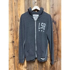 Roots of Fight Hoodie Womens XL Lip Sync Battle Gray Zip Up Graphic Lightweight